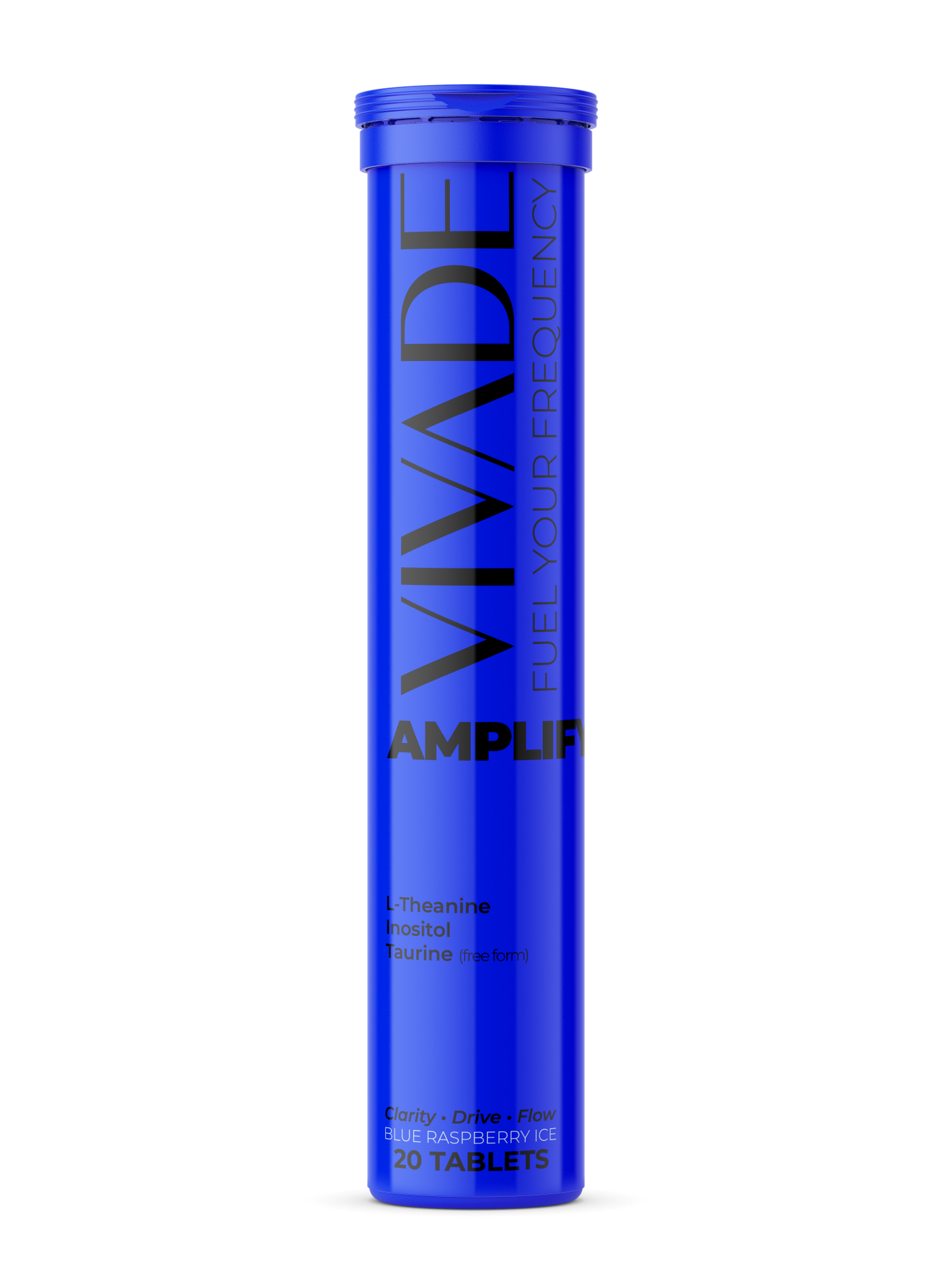 Vivade AMPLIFY effervescent tube in blue raspberry flavor for mental focus and energy support
